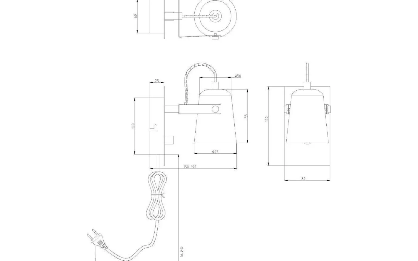 Metz Vägglampa Svart/Matt Mässing