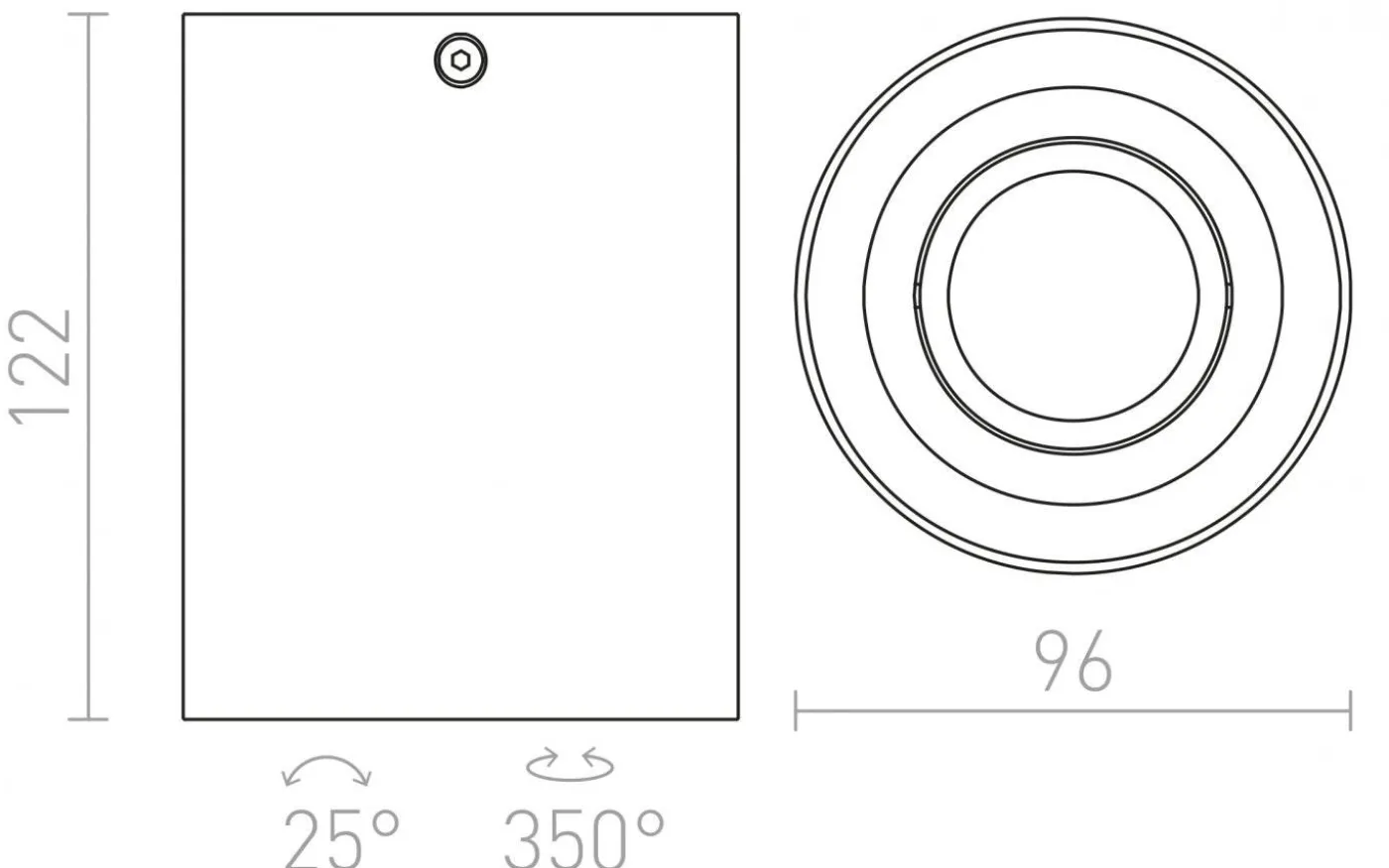 Milano I Takspotlight 9,5cm Svart/Aluminium