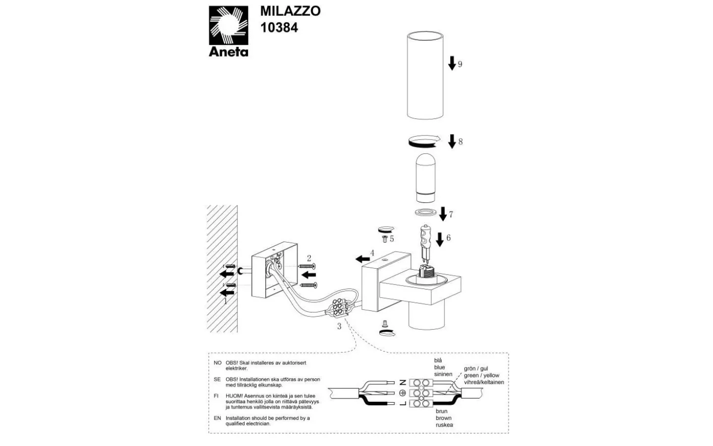 Milazzo Vägglampa Krom/Opalvit IP44