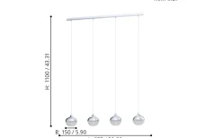 Mioglia Taklampa 98cm Krom