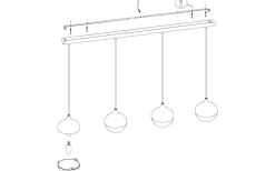 Mioglia Taklampa 98cm Krom