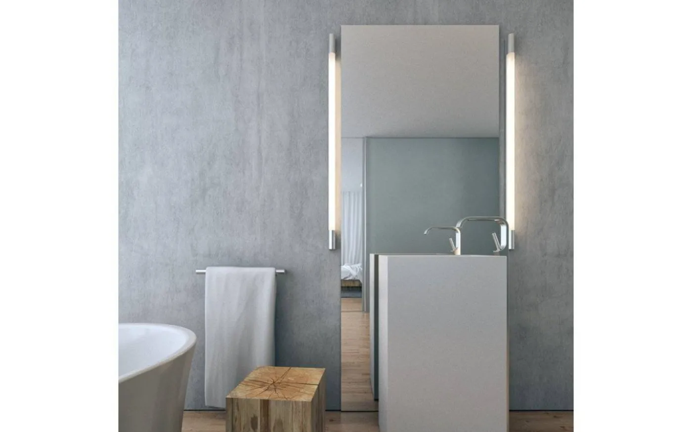 Miranda Vägglampa Krom 120cm LED 14W IP44 3000K