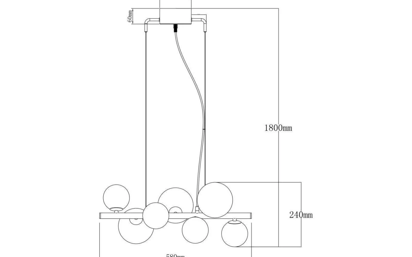 Molekyl Taklampa 58cm 7L Svart/Rök