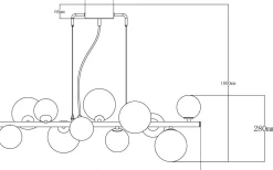 Molekyl Taklampa 85cm Mässing/Vit
