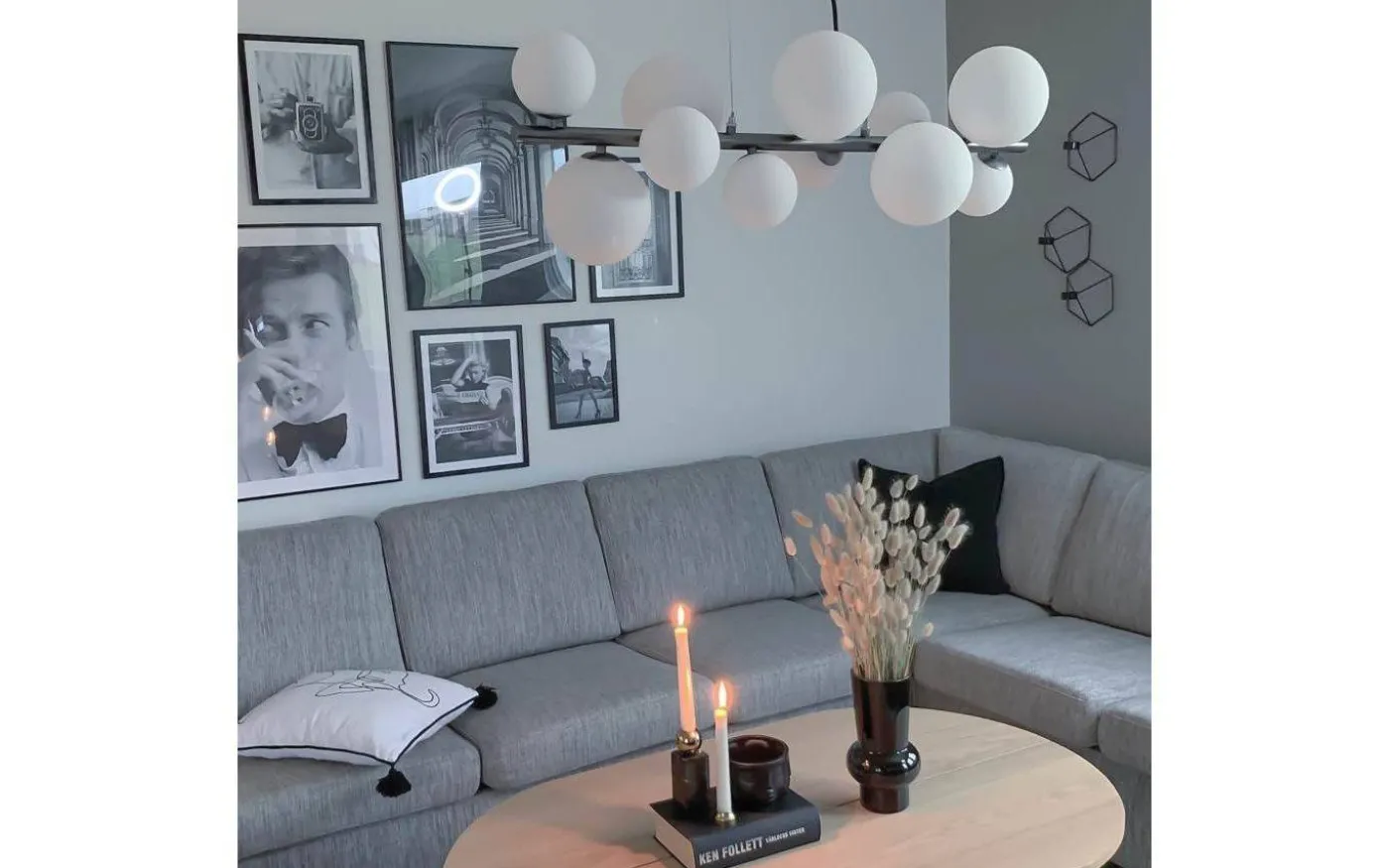 Molekyl Taklampa 85cm Tenn/Vit