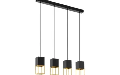 Montebaldo Taklampa 85cm GU10 LED 3000K 4x4,5W Svart/Guld