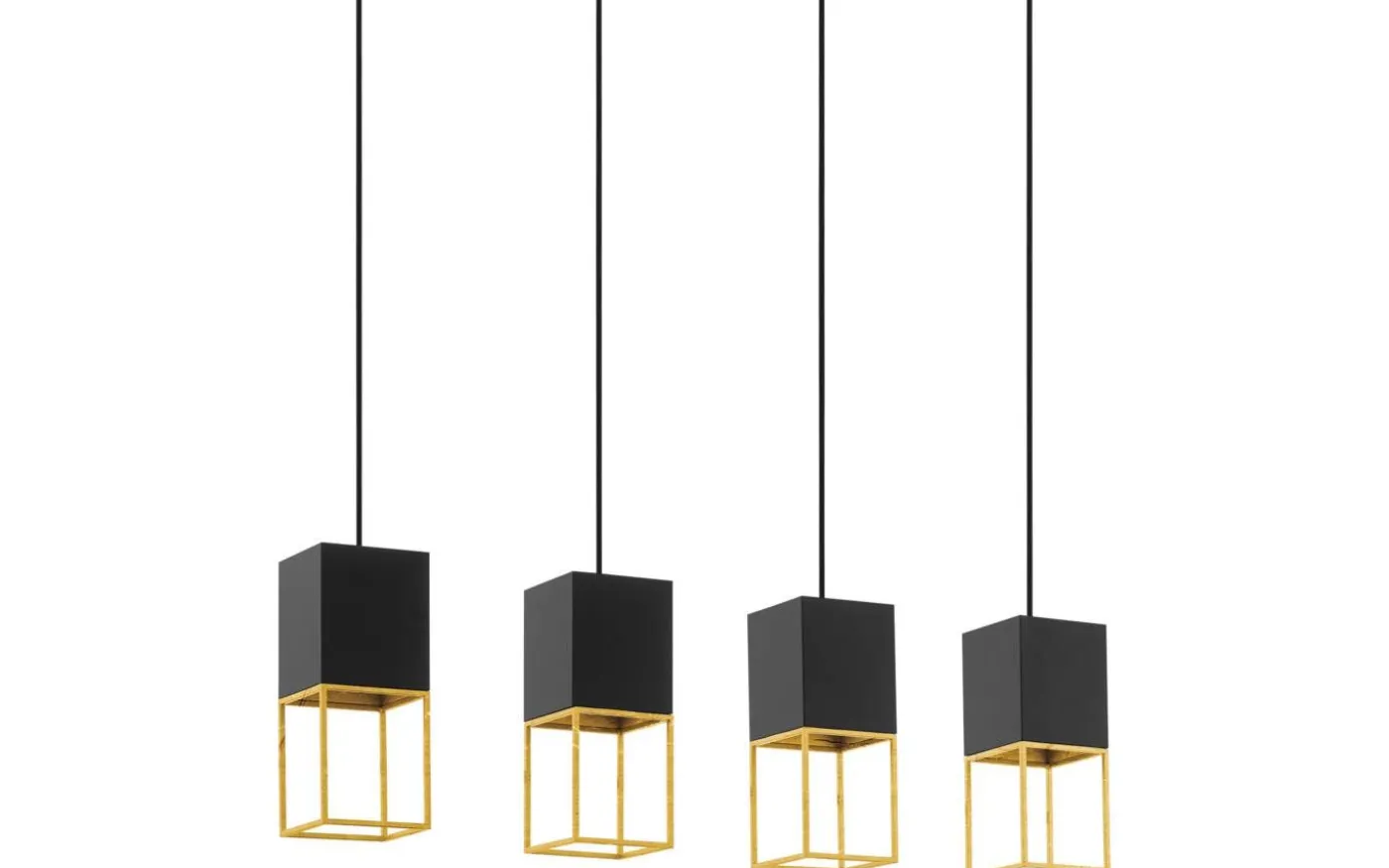 Montebaldo Taklampa 85cm GU10 LED 3000K 4x4,5W Svart/Guld