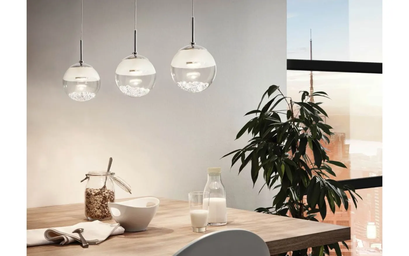 Montefio Taklampa 87cm LED 3000K 3x5W Krom