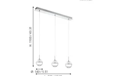 Montefio Taklampa 87cm LED 3000K 3x5W Krom