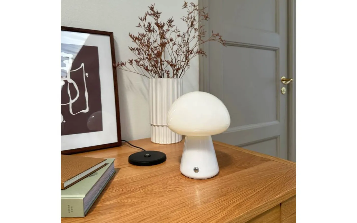 Mushroom Uppladdningsbar Bordslampa 21cm Vit
