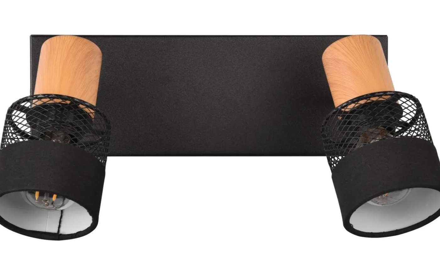 Nandini Spotlight 2-delad E14 matt svart/trä