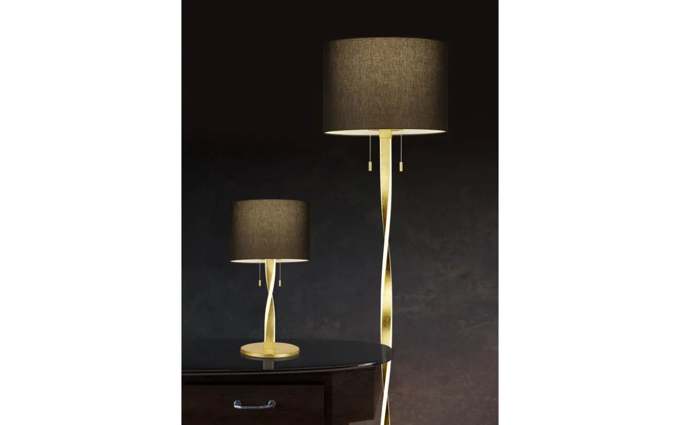 Nandor Bordslampa E27 + LED svart/guld