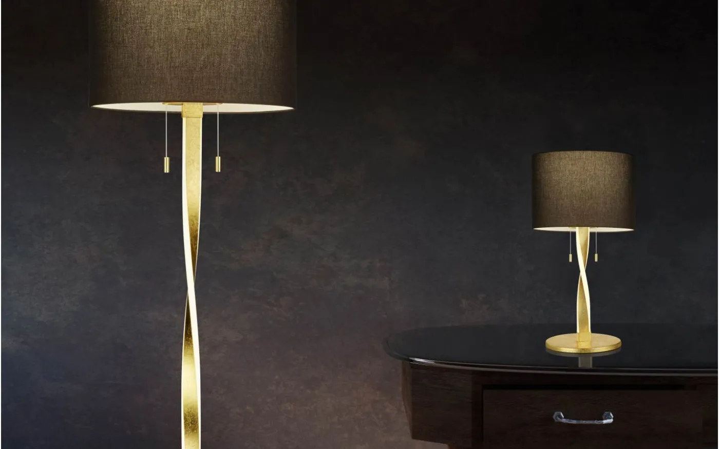 Nandor Bordslampa E27 + LED svart/guld