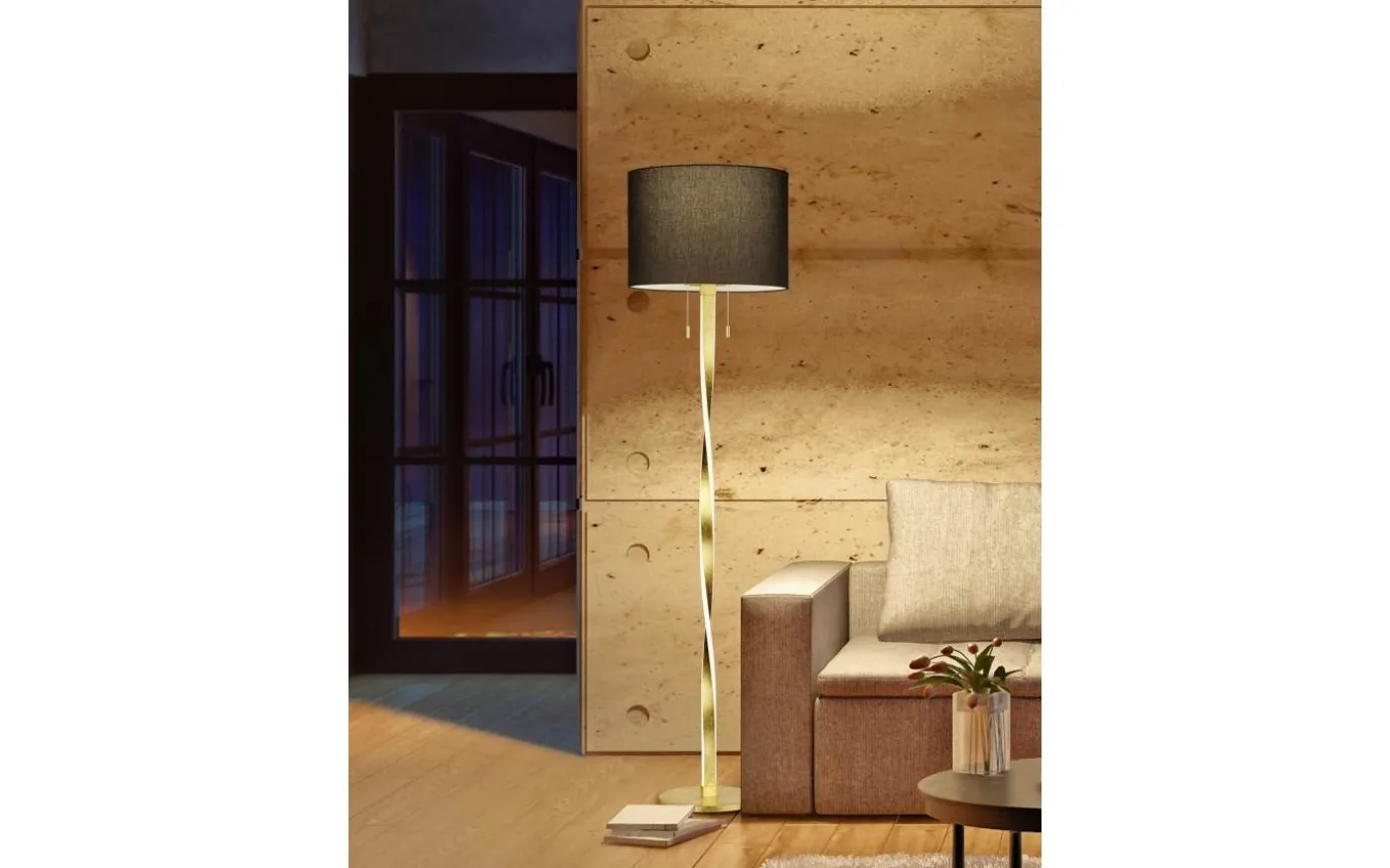 Nandor Golvlampa E27 + LED svart/guld