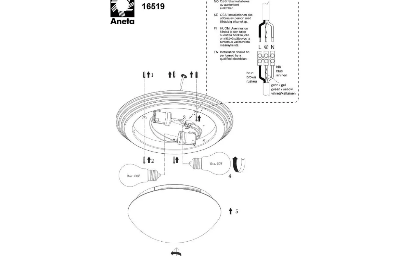 Napoli Plafond 28cm Antik/Vit