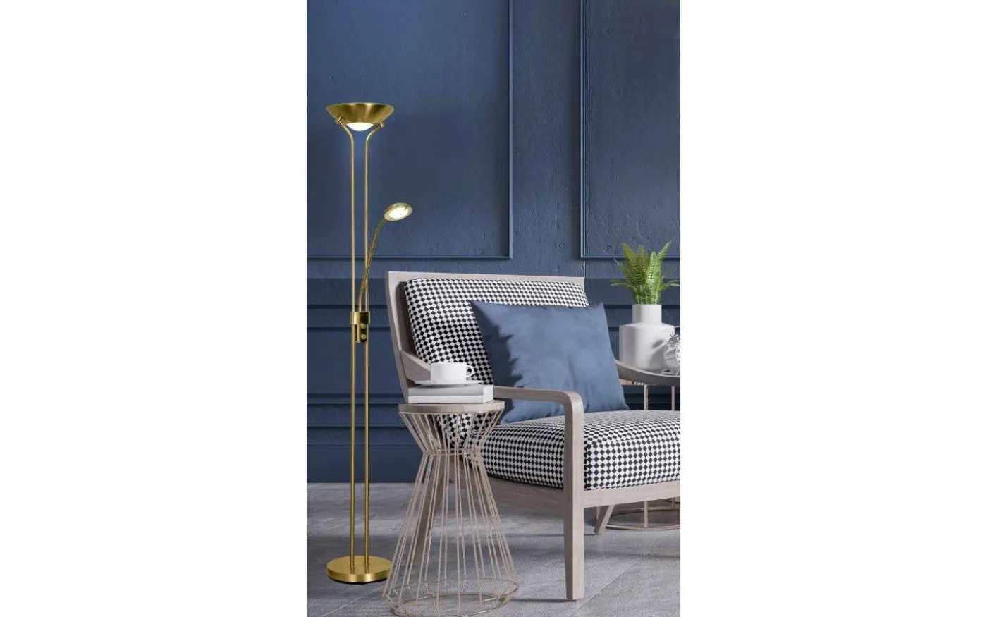 Nice Golvlampa 1,8m LED 3000K 20W+5W Antik