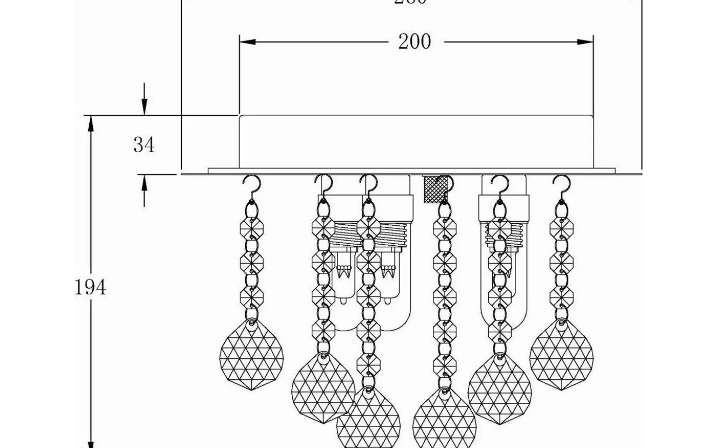 Nicoline Kristallplafond 26cm Krom IP44