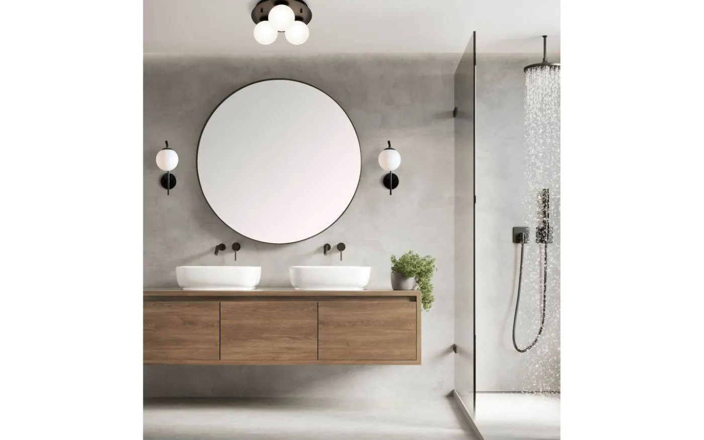 Nicosia Plafond 25cm 3L Badrum Svart/Vit IP44