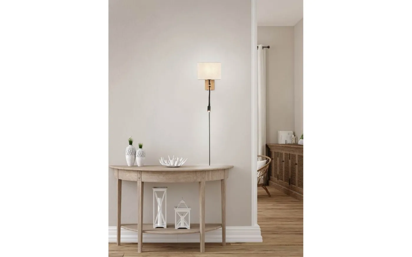 Nilam Vägglampa med läslampa 25cm LED + E27 naturträ