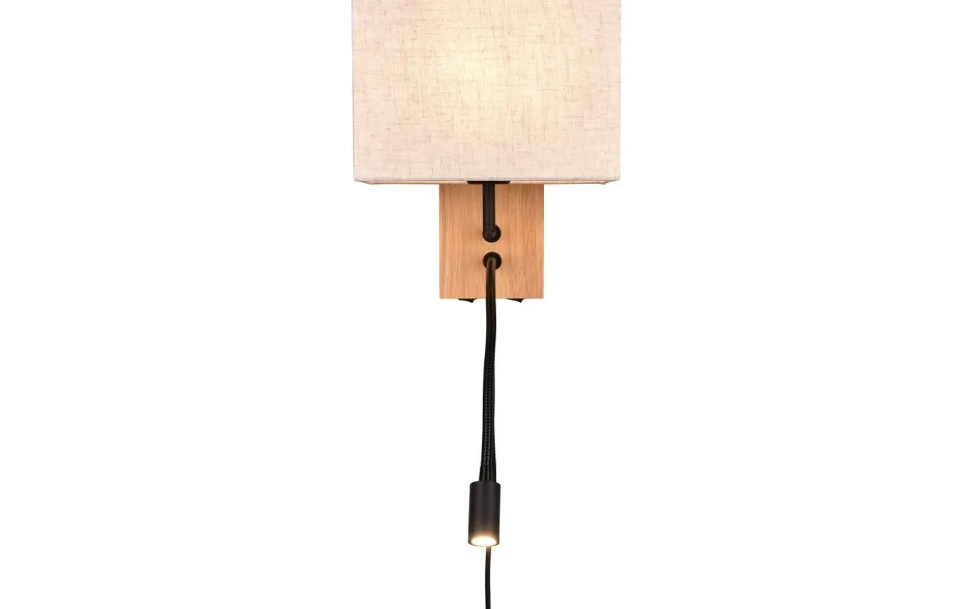 Nilam Vägglampa med läslampa 25cm LED + E27 naturträ