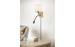 Nilam Vägglampa med läslampa 18cm LED + E27 naturträ
