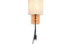 Nilam Vägglampa med läslampa 18cm LED + E27 naturträ