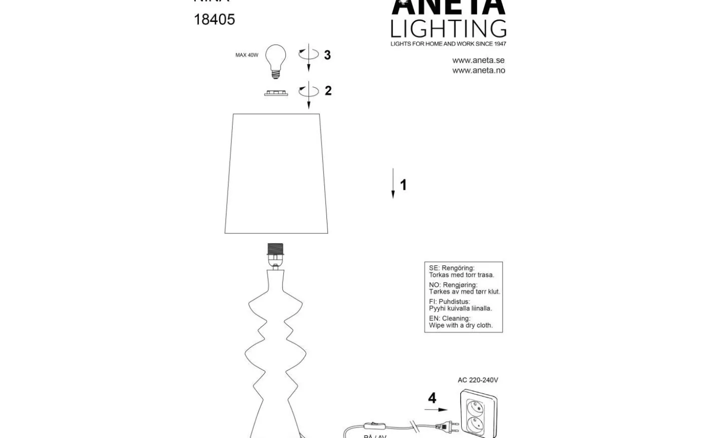 Nina Bordslampa 54cm Beige