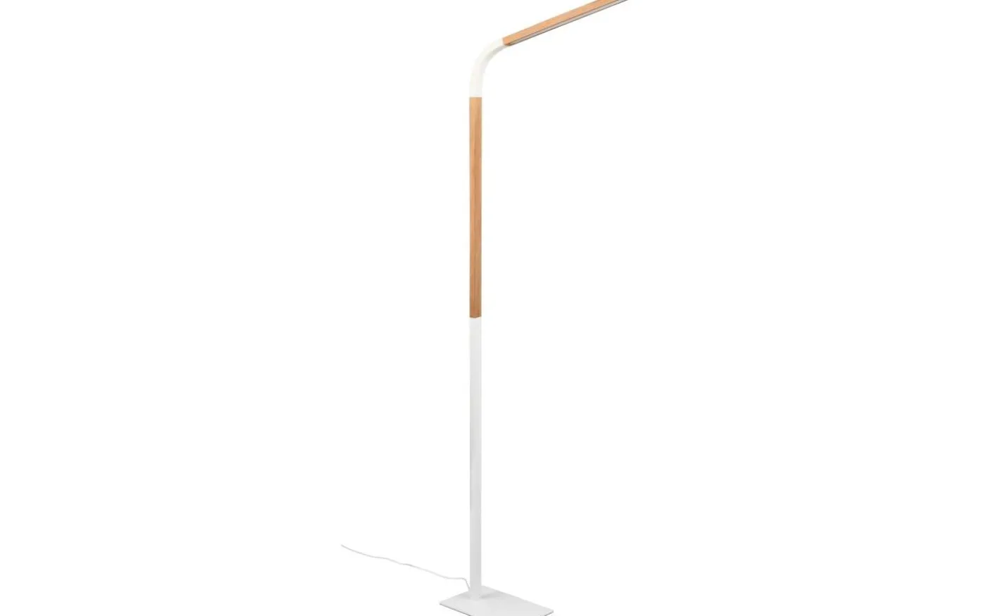 Norris Golvlampa LED matt vit/trä