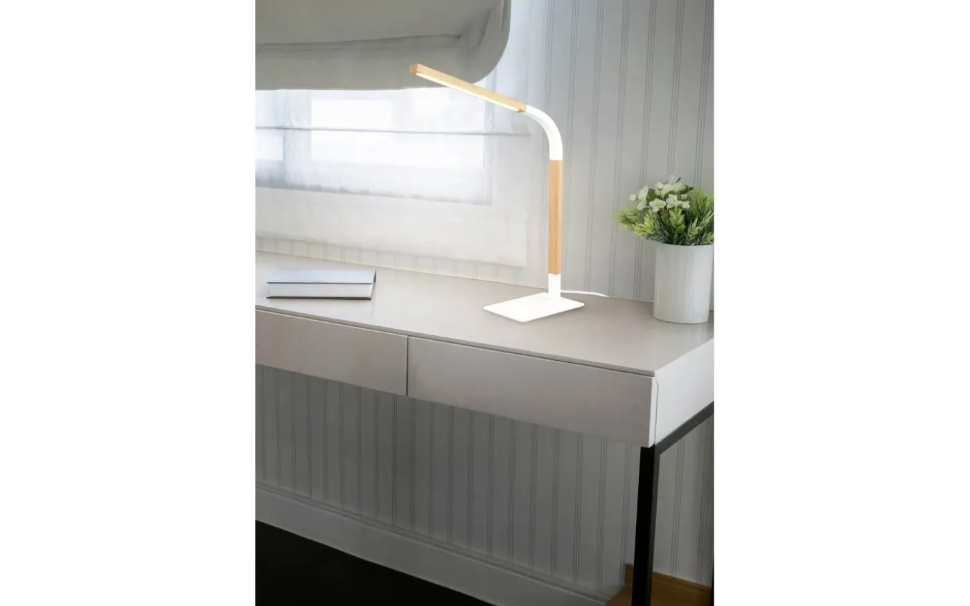 Norris Skrivbordslampa LED matt vit/trä