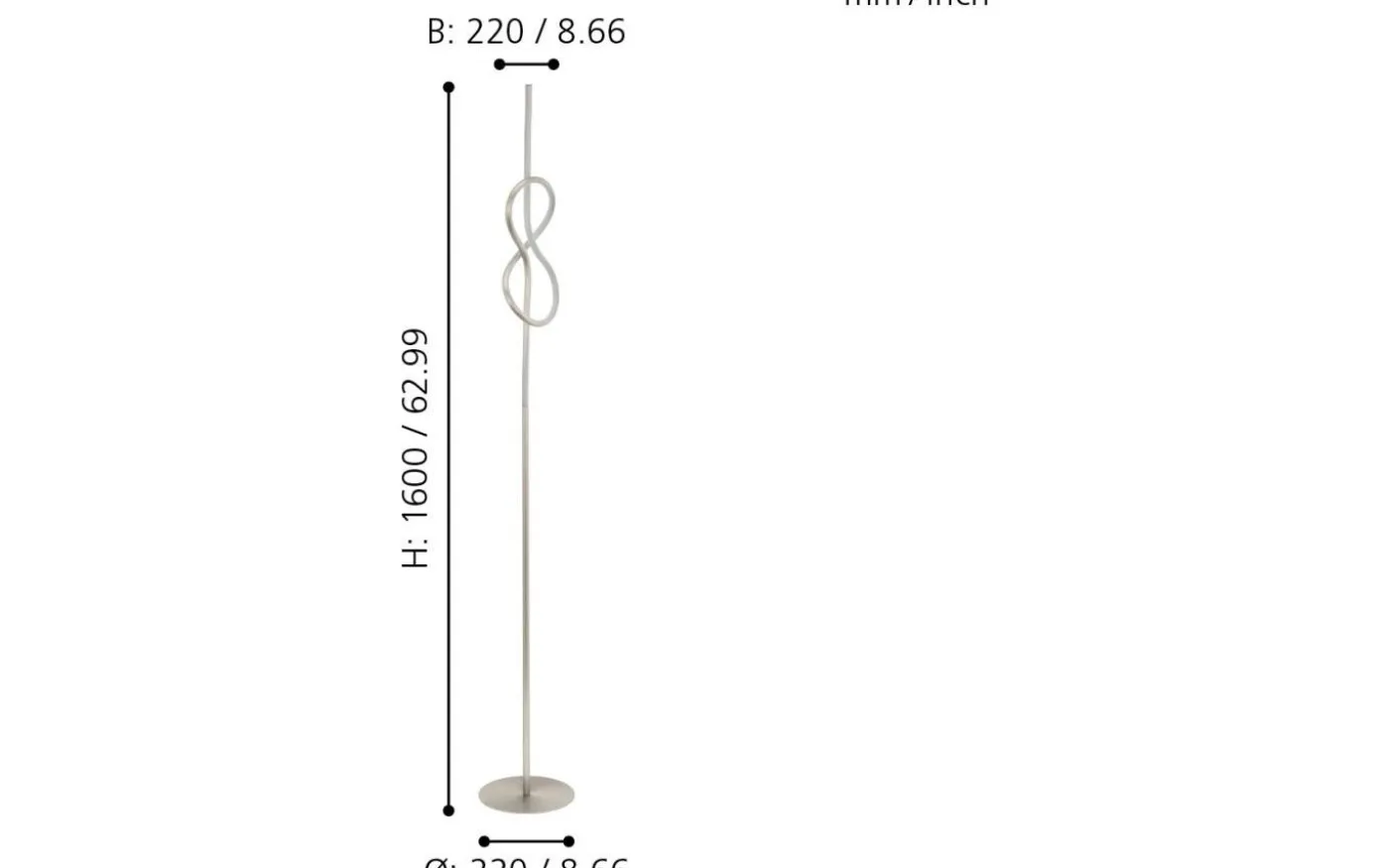 Novafeltria Golvlampa 160cm LED 3000K 13W Nickel