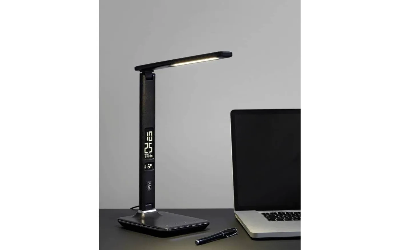 Office Skrivbordslampa med Digital Klocka CCT-Dim 36cm Svart