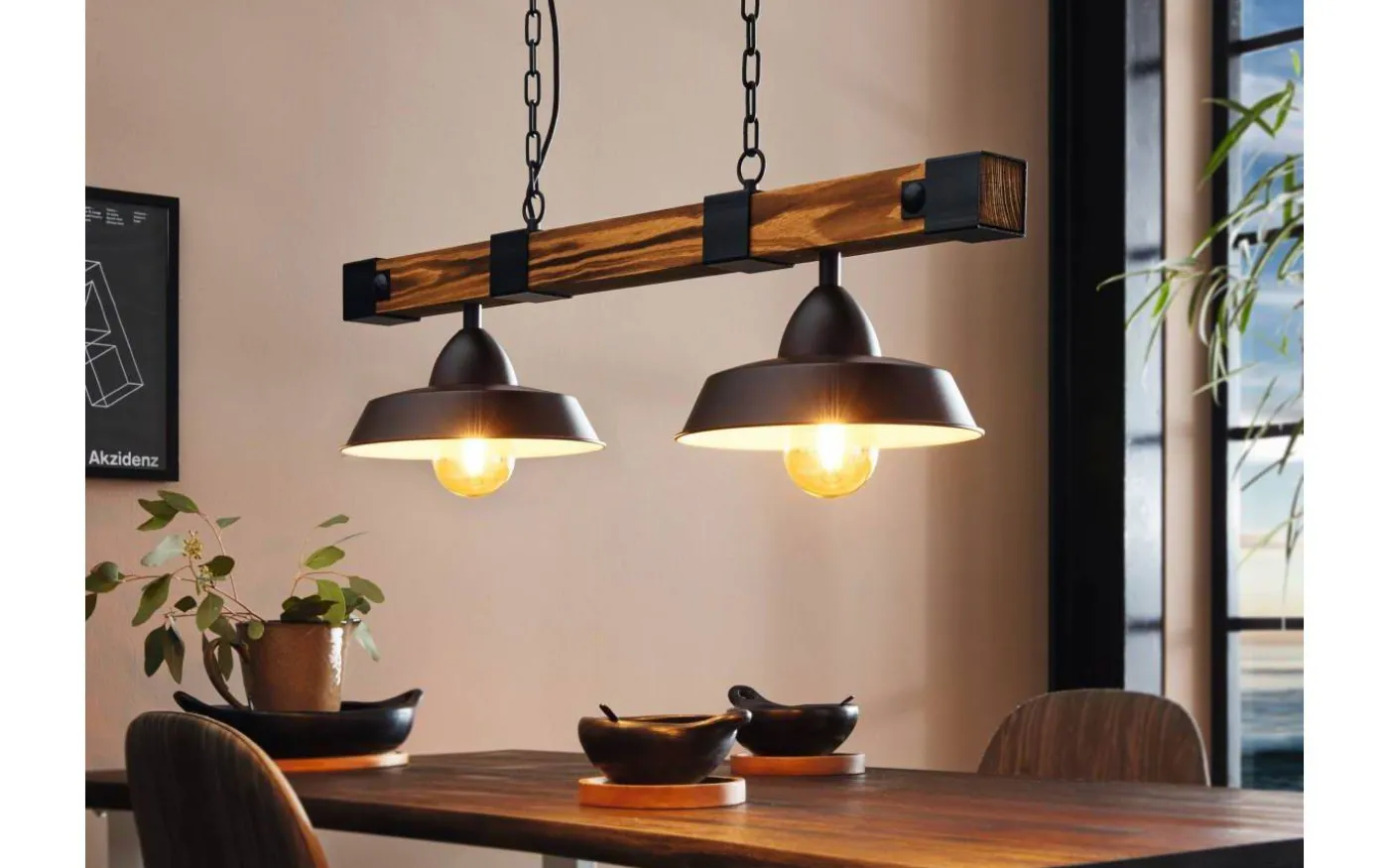 Oldbury Taklampa 86cm 2L Svart/Rustik