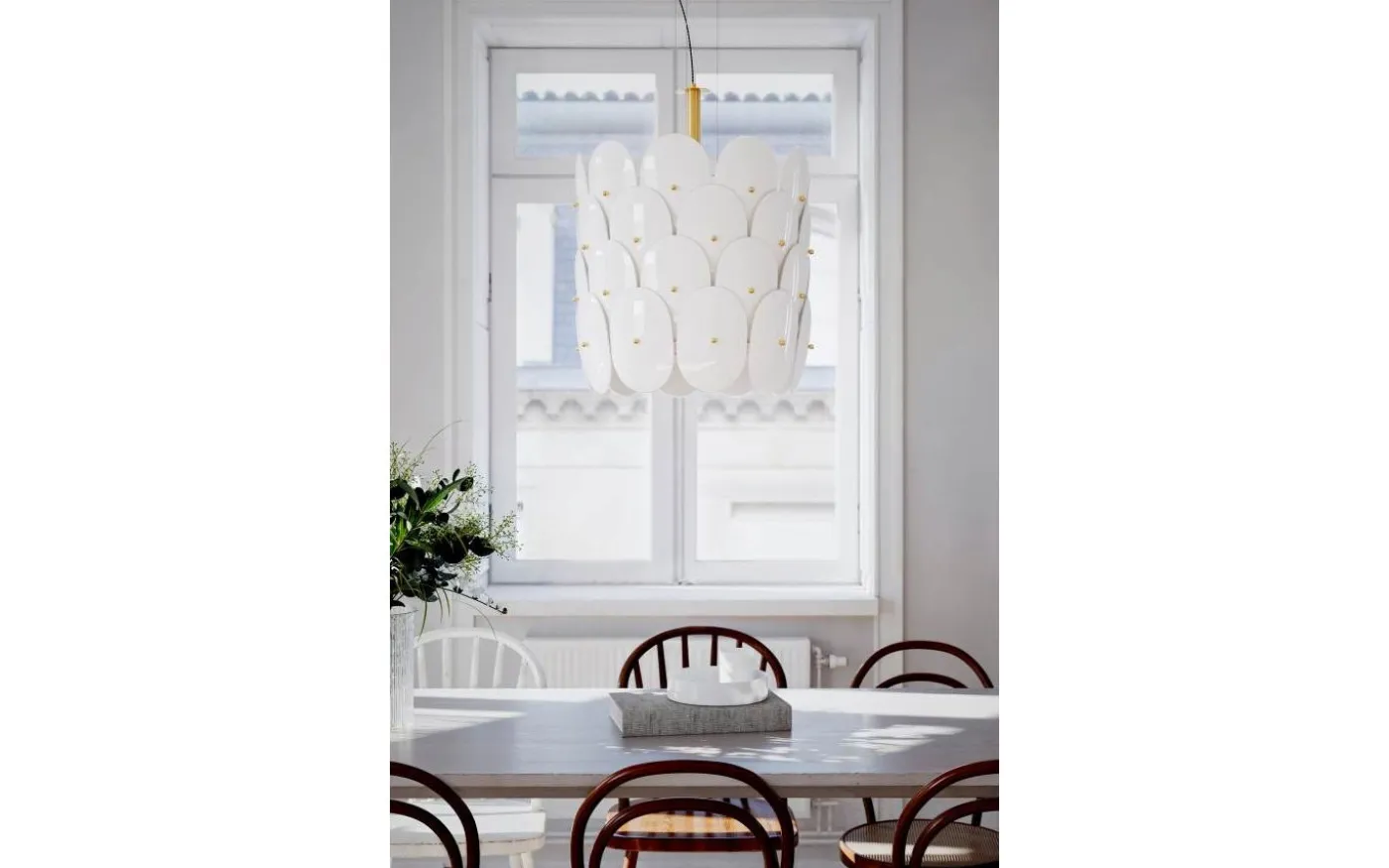 Omlott Taklampa 50cm Mässing/Vit