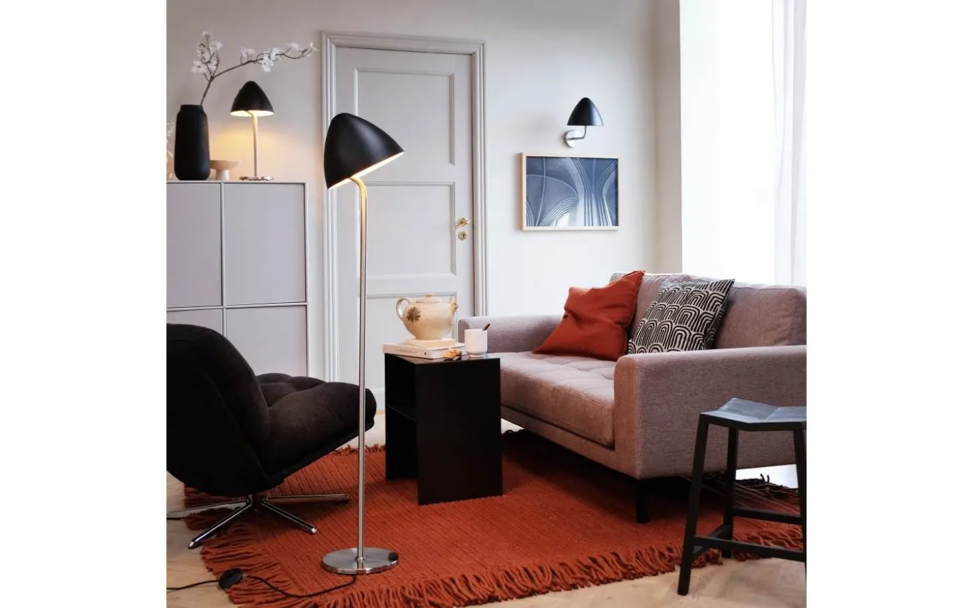 Oulu Bordslampa 47cm Svart/Borstad Stål