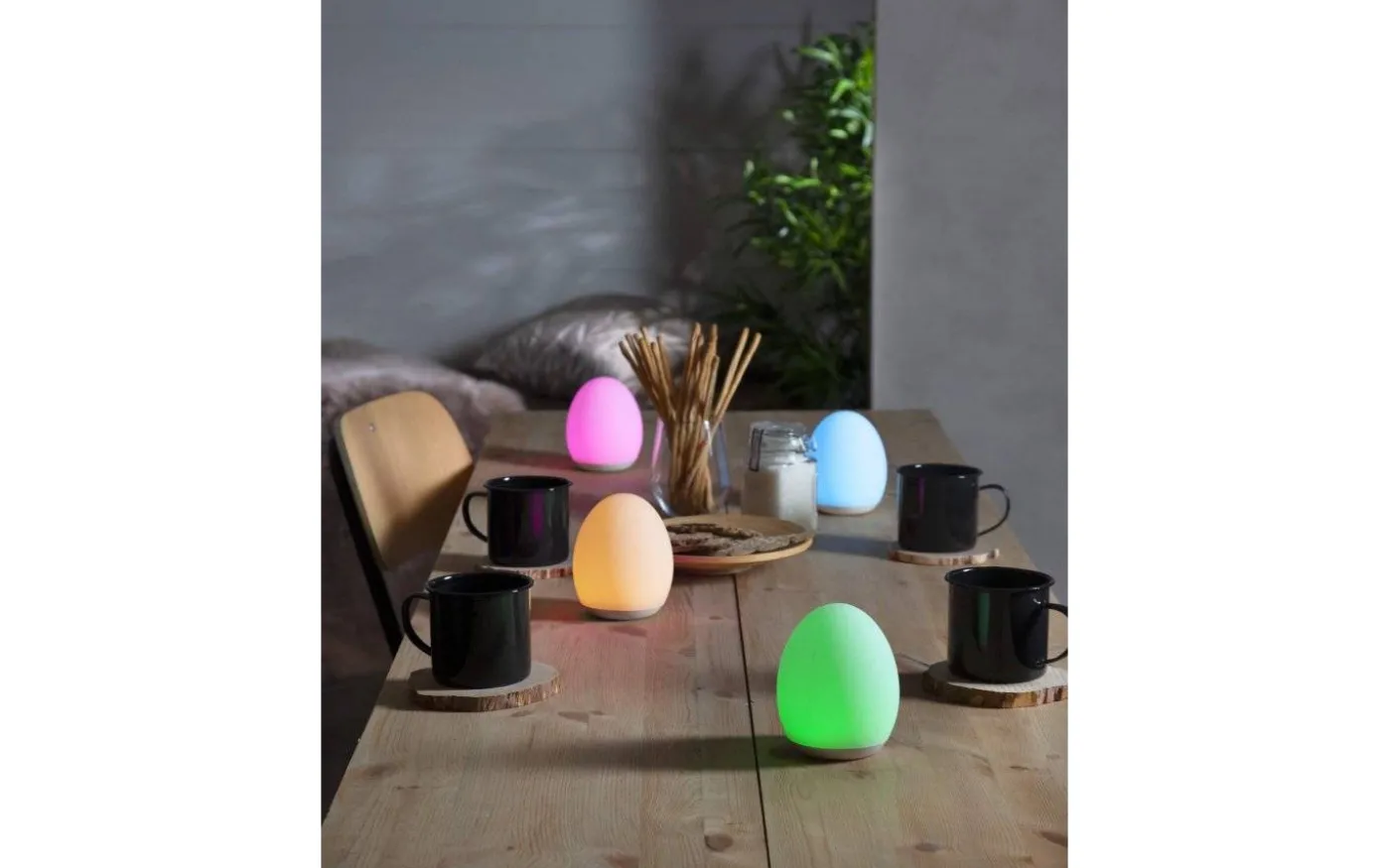 Oval Uppladdningsbar Nattlampa LED RGB+W 11cm