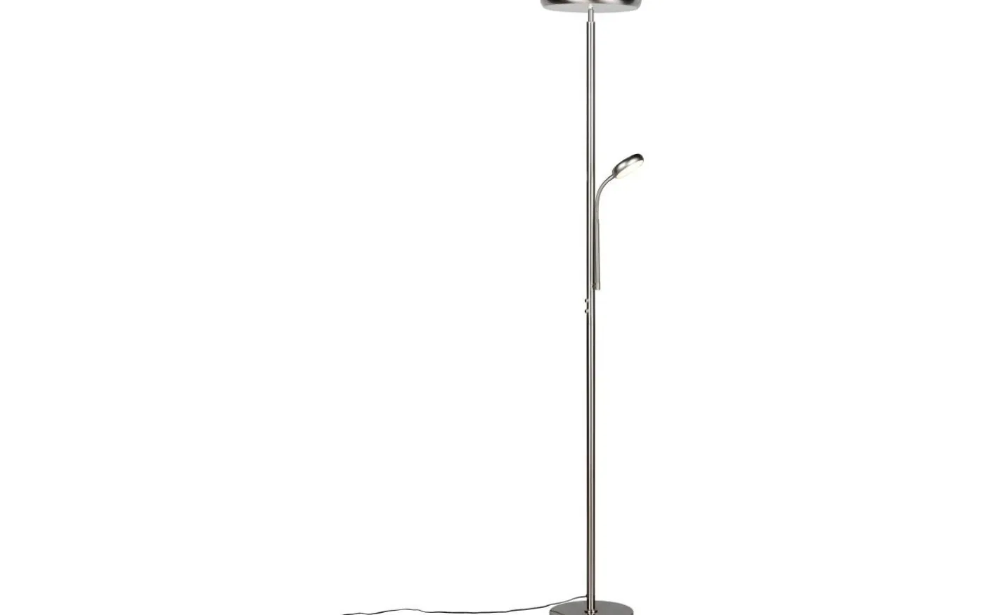 Palermo Golvlampa LED i borstat stål med läslampa