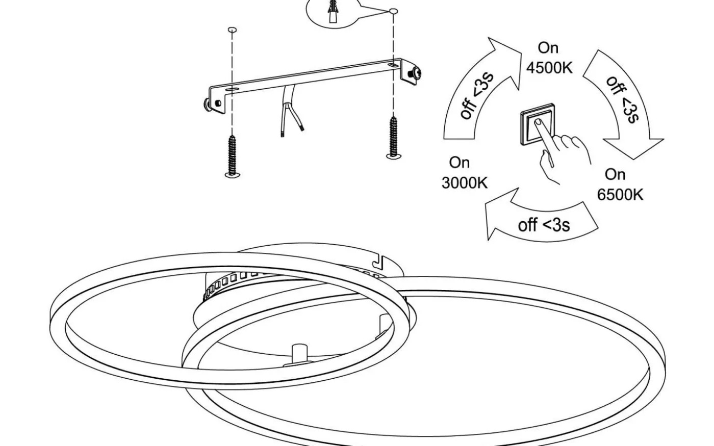 Palmaves Plafond 55cm LED 3000-6500K 9,5W med Fjärrkontroll Silver