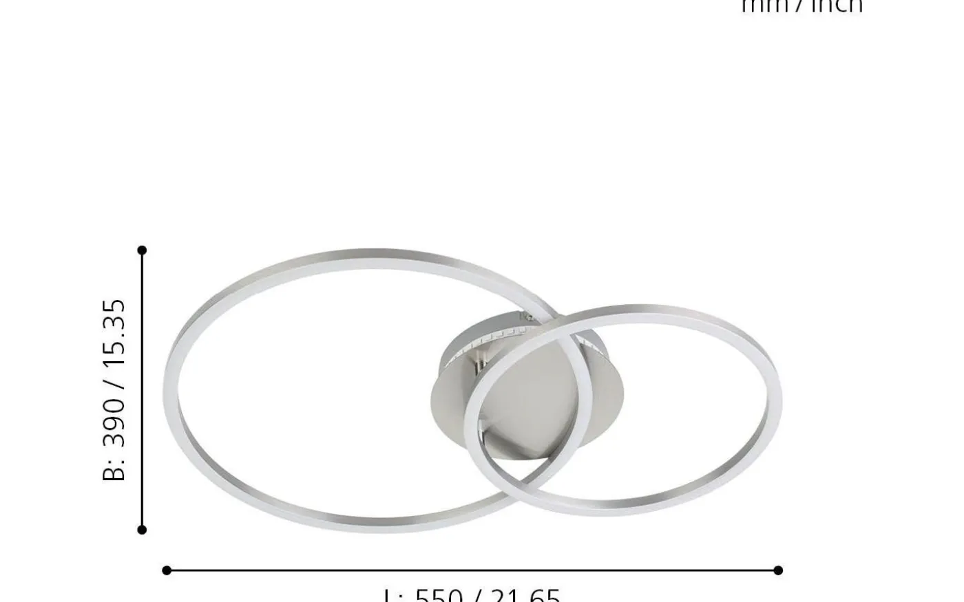 Palmaves Plafond 55cm LED 3000-6500K 9,5W med Fjärrkontroll Silver