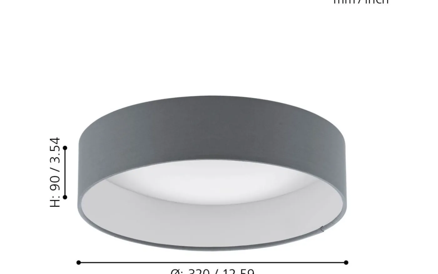 Palomaro Plafond 32cm LED 3000K 10,8W Grå