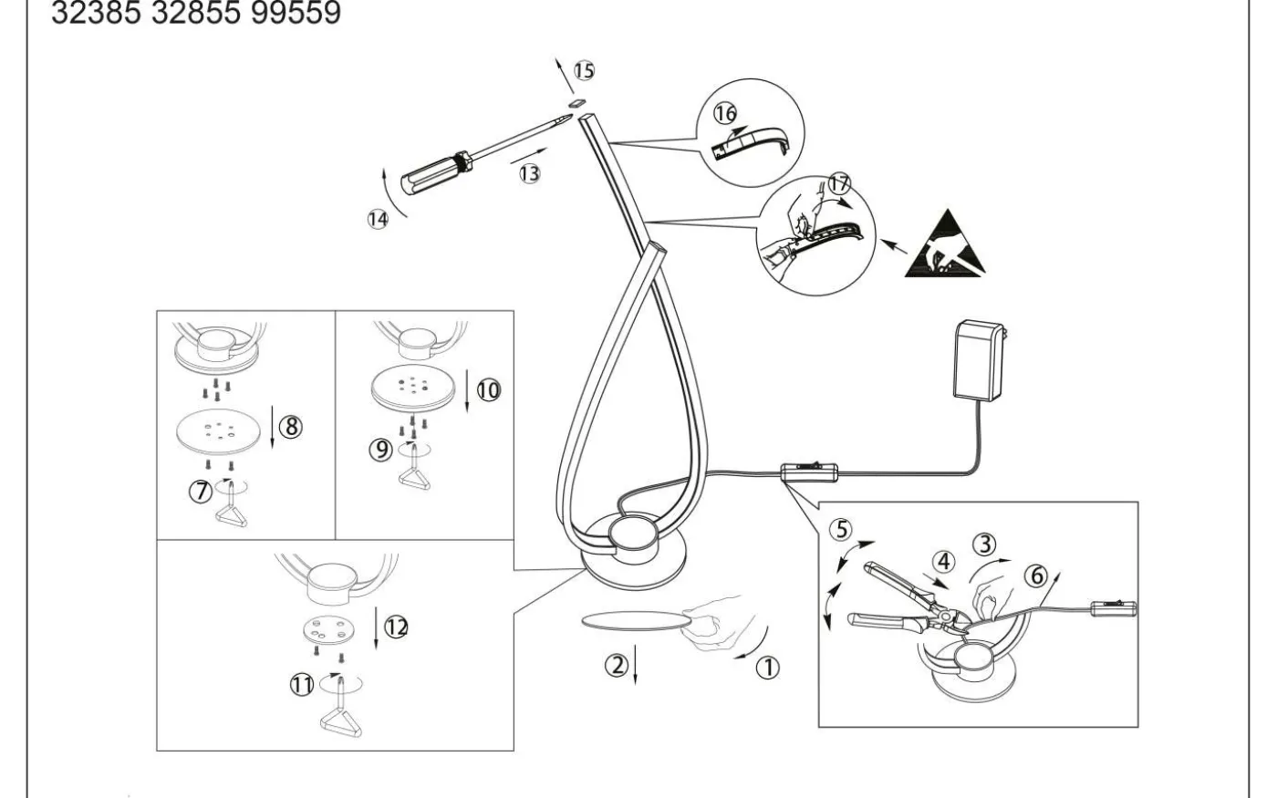 Palozza 1 Bordslampa 42cm LED 3000K 9,8W Nickel