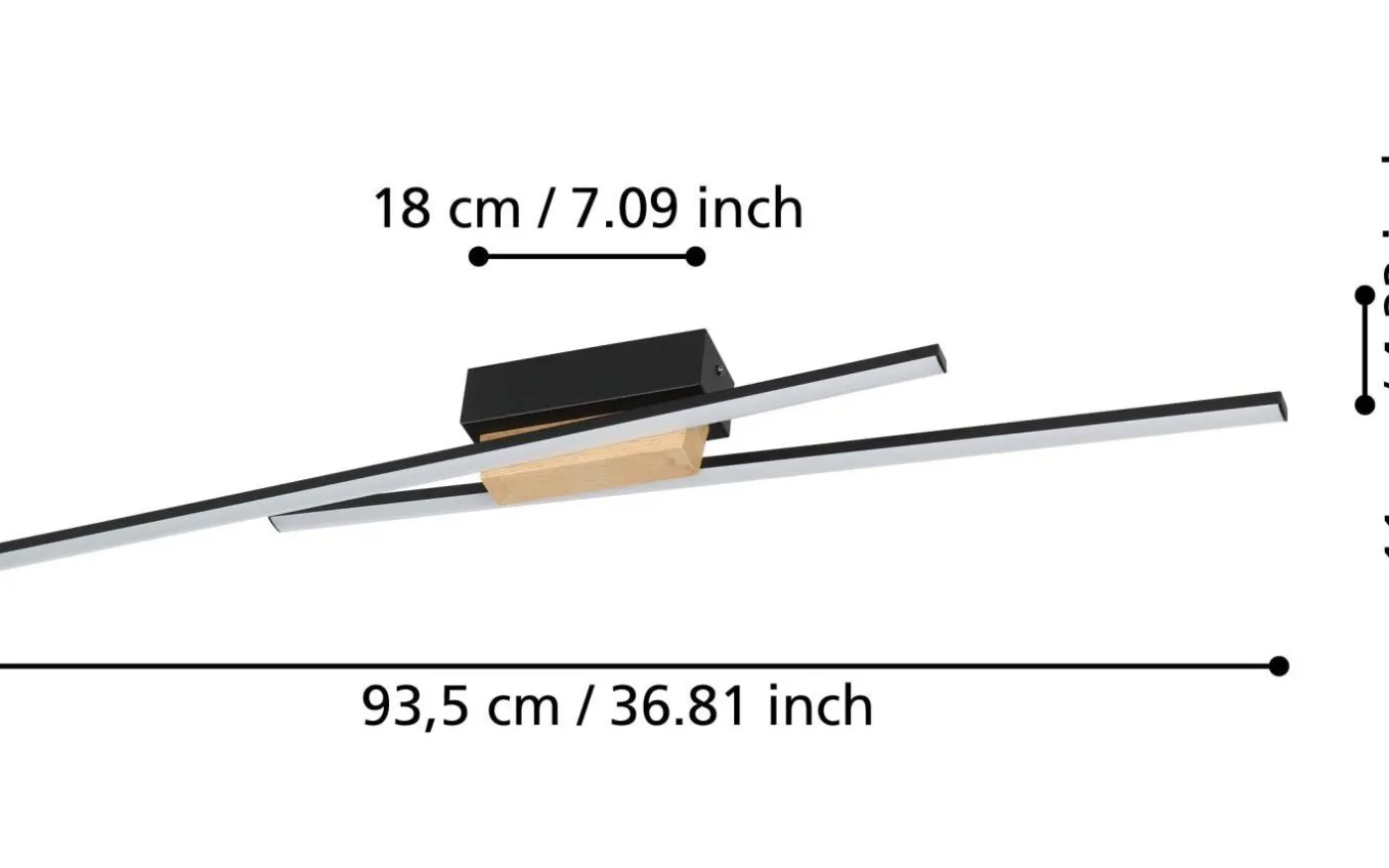 Panagria Plafond 93,5cm LED 3000K 26W Svart/Natur