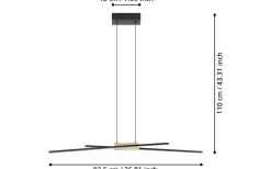 Panagria Taklampa 94cm LED 3000K 2x13W Svart/Natur