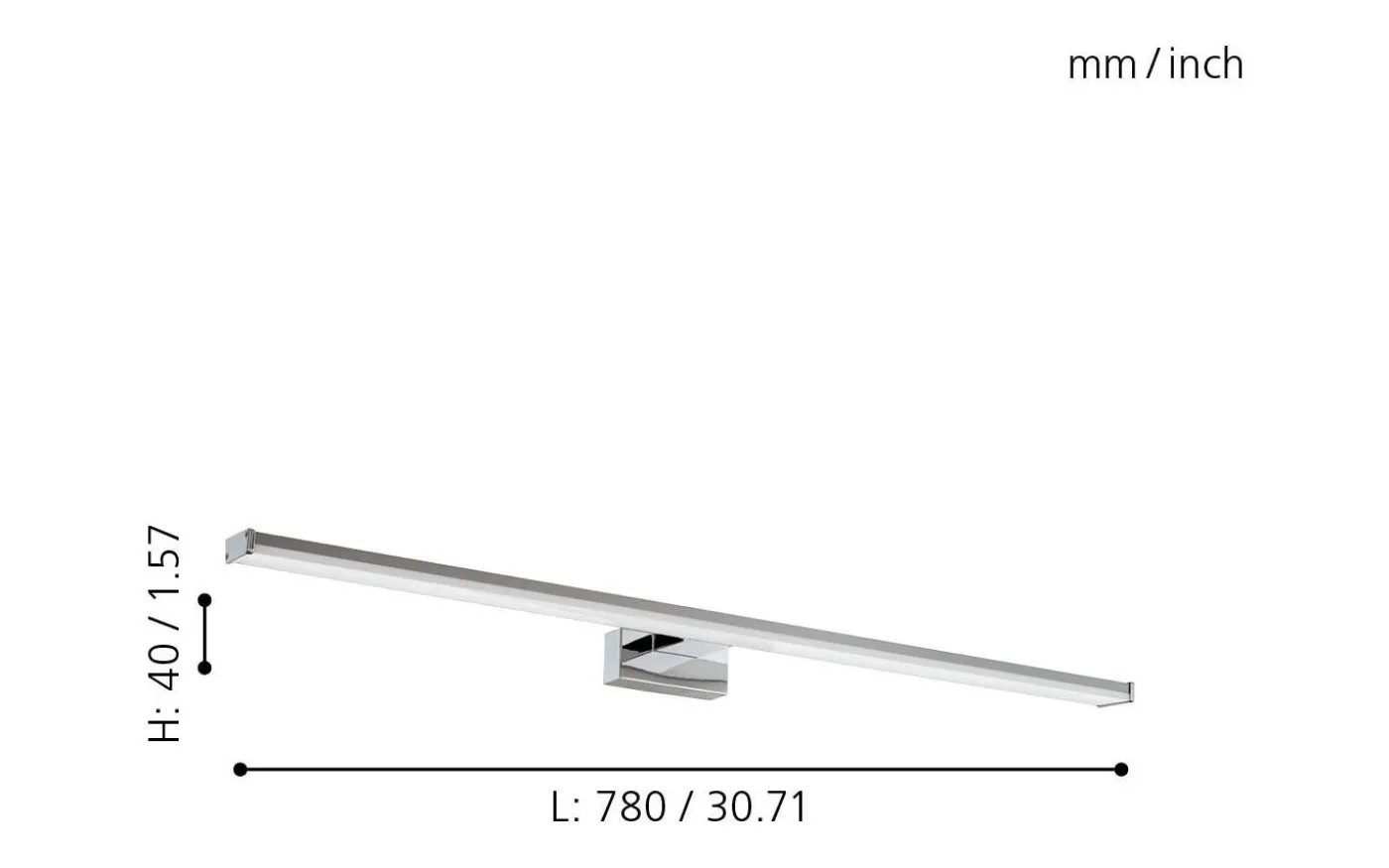 Pandella 1 Spegelbelysning 78cm LED 4000K 14W Krom IP44