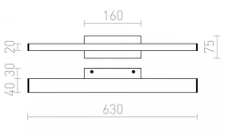Panon Vägglampa Krom 63cm LED 18W IP44 3000K