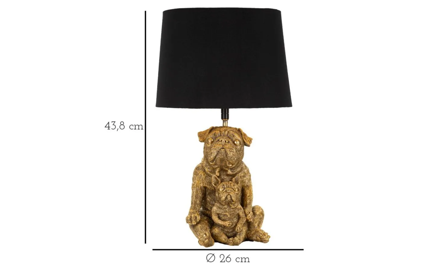 Paolo Bordslampa Hundar 43,8cm Guld/Svart