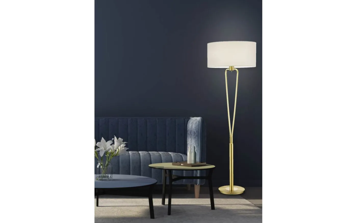 Paris II Golvlampa E27 matt mässing