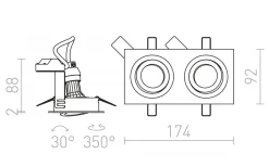 Pasadena Infälld Spotlight 2xGU10 Borstad Aluminium