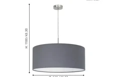 Pasteri Taklampa 53cm Grå/Nickel