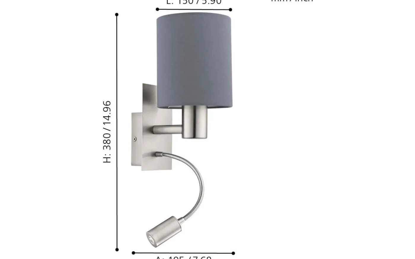 Pasteri Vägglampa LED 3000K 3,5W Nickel/Grå