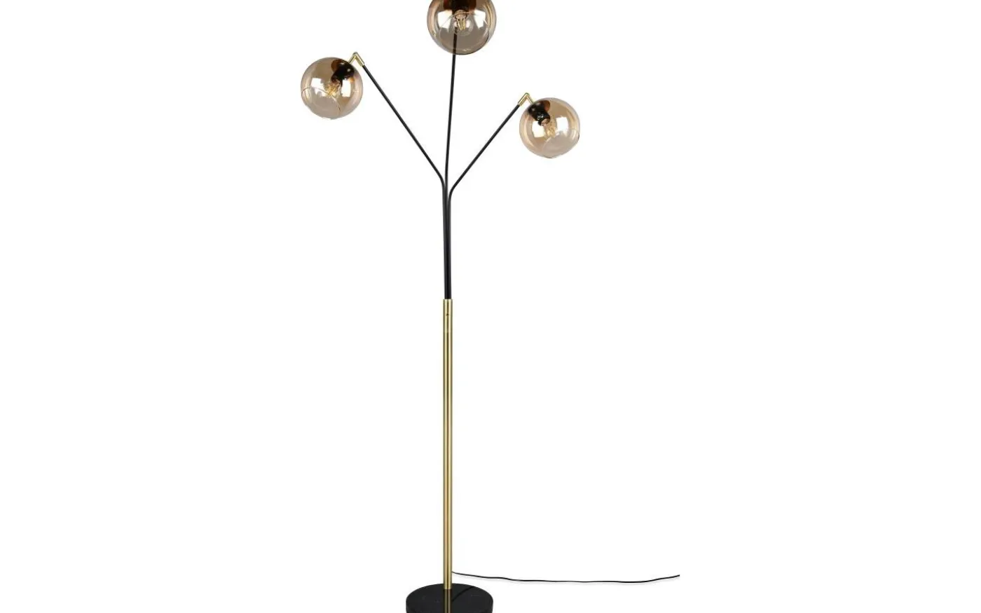 Paxton Golvlampa 3xE27 matt svart/guld